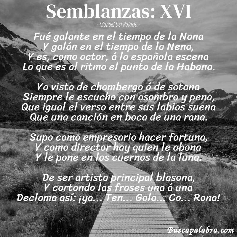 Poema Semblanzas: XVI de Manuel del Palacio con fondo de paisaje