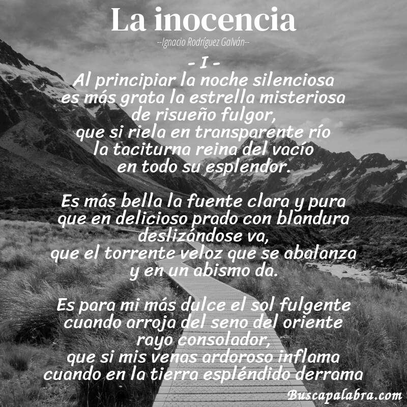 Poema La inocencia de Ignacio Rodríguez Galván con fondo de paisaje