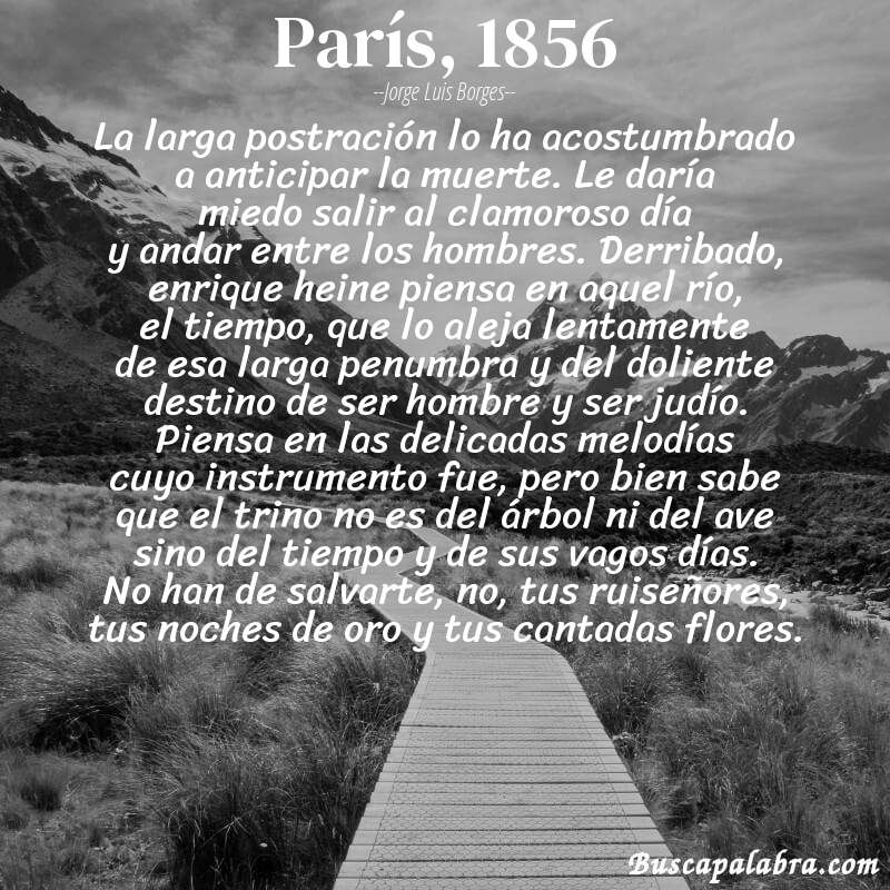 Poema parís, 1856 de Jorge Luis Borges con fondo de paisaje