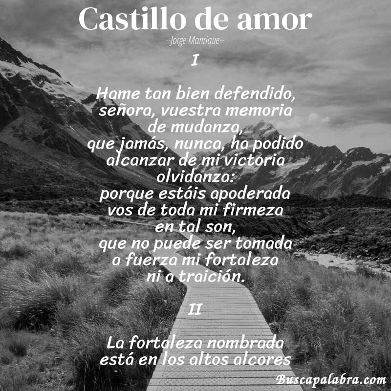 Poema Castillo de amor de Jorge Manrique con fondo de paisaje