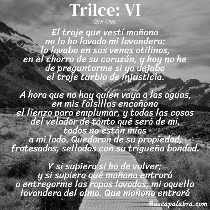 Poema Trilce: VI de César Vallejo con fondo de paisaje