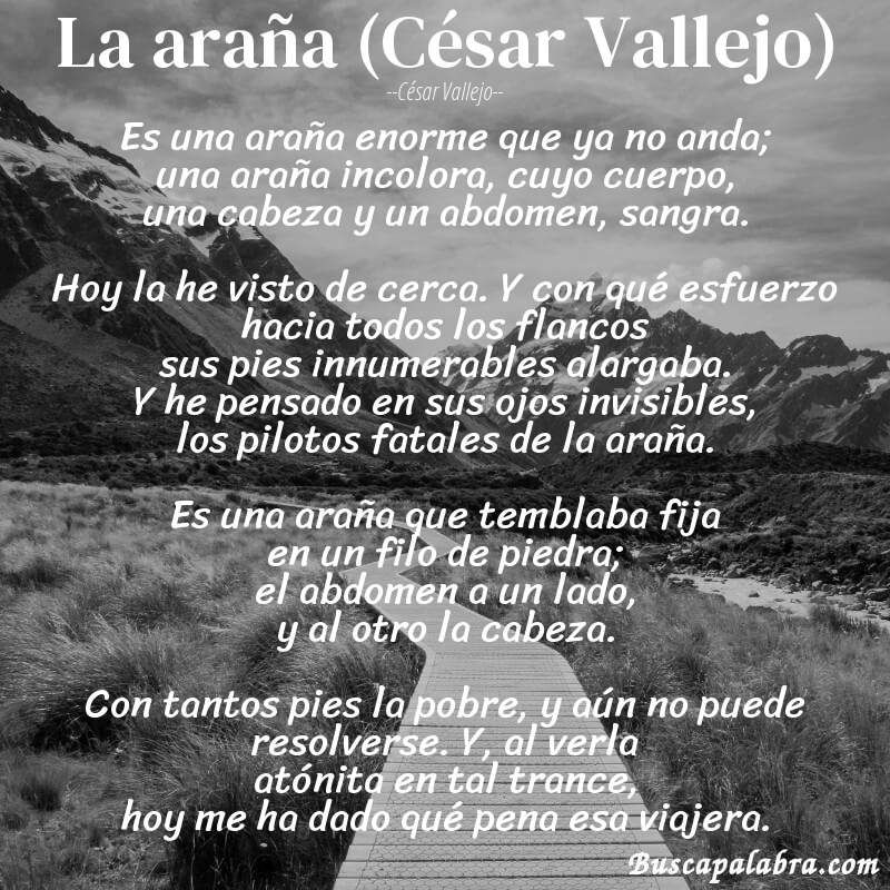 Poema La araña (César Vallejo) de César Vallejo con fondo de paisaje