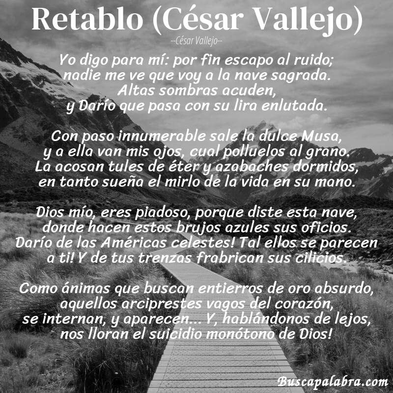 Poema Retablo (César Vallejo) de César Vallejo con fondo de paisaje