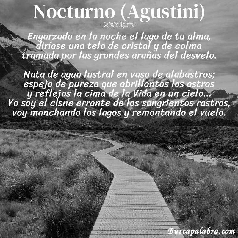 Poema Nocturno (Agustini) de Delmira Agustini con fondo de paisaje