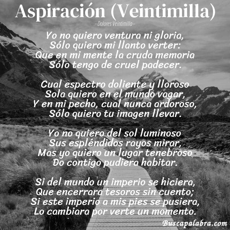 Poema Aspiración (Veintimilla) de Dolores Veintimilla con fondo de paisaje