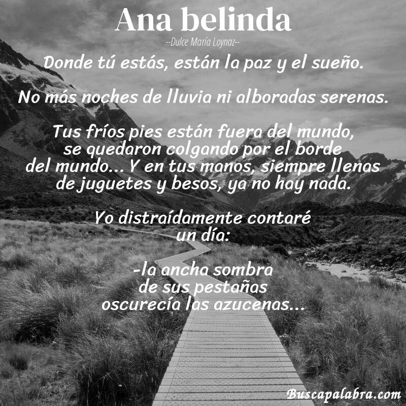 Poema ana belinda de Dulce María Loynaz con fondo de paisaje