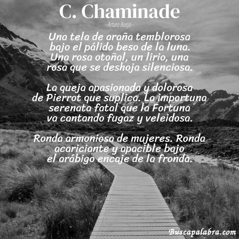 Poema C. Chaminade de Arturo Borja con fondo de paisaje