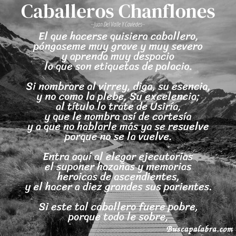 Poema Caballeros Chanflones de Juan del Valle y Caviedes con fondo de paisaje