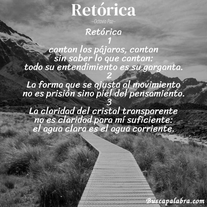 Poema retórica de Octavio Paz con fondo de paisaje