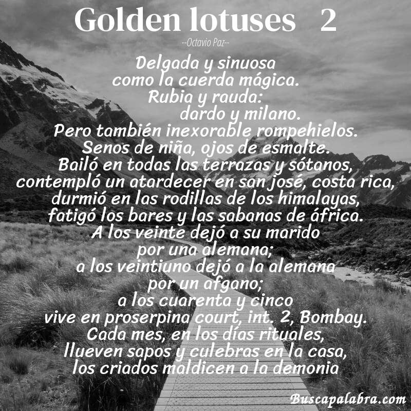 Poema golden lotuses   2 de Octavio Paz con fondo de paisaje