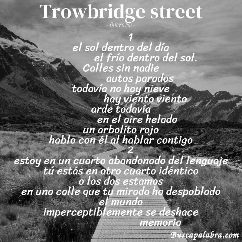 Poema trowbridge street de Octavio Paz con fondo de paisaje