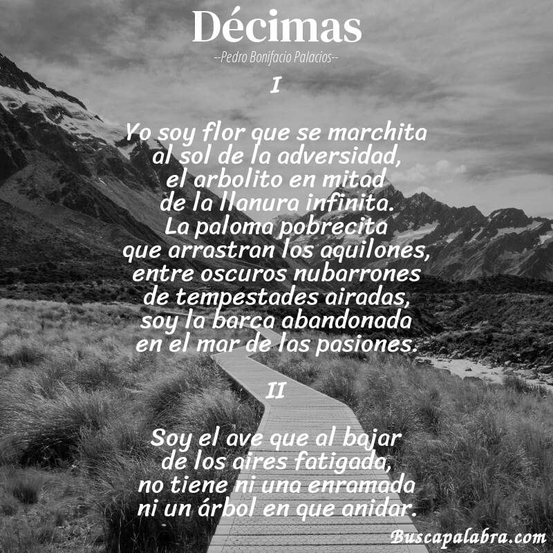 Poema Décimas de Pedro Bonifacio Palacios con fondo de paisaje