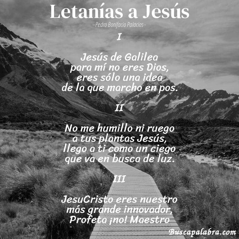 Poema Letanías a Jesús de Pedro Bonifacio Palacios con fondo de paisaje