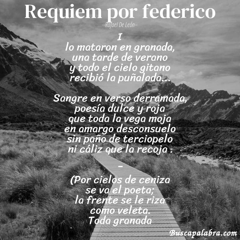 Poema requiem por federico de Rafael de León con fondo de paisaje
