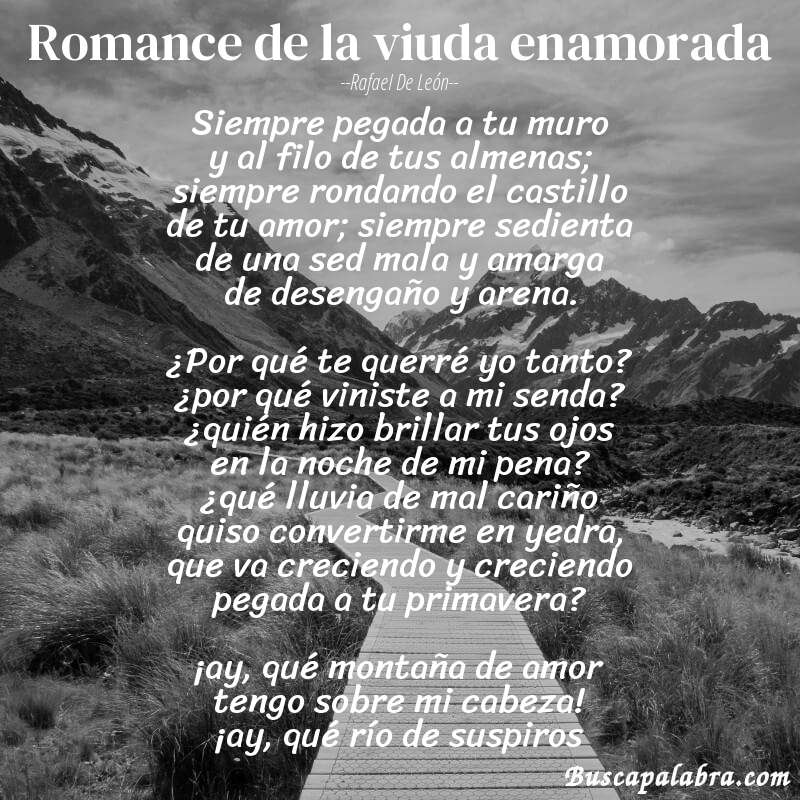 Poema romance de la viuda enamorada de Rafael de León con fondo de paisaje