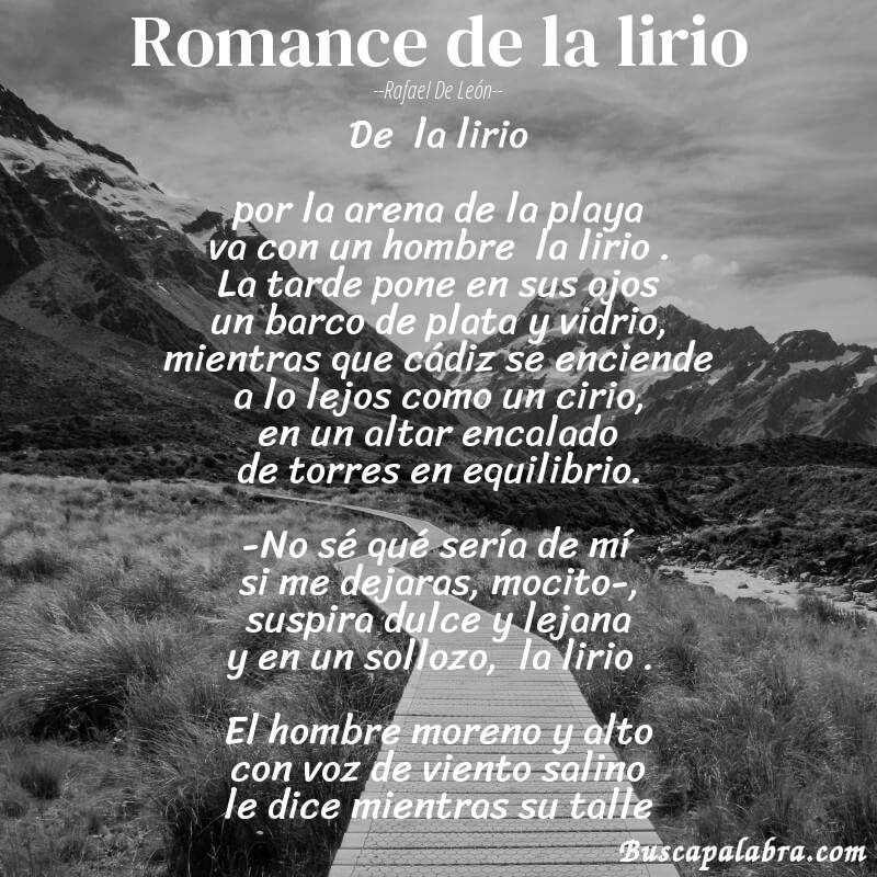 Poema romance de la lirio de Rafael de León con fondo de paisaje