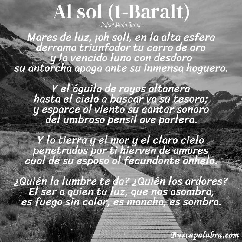 Poema Al sol (1-Baralt) de Rafael María Baralt con fondo de paisaje
