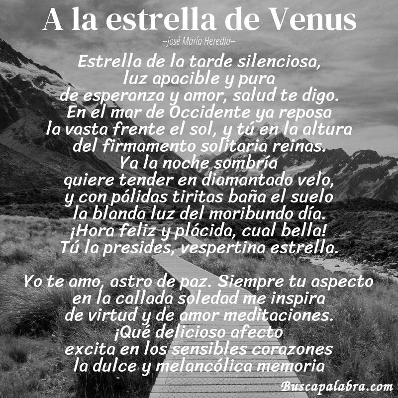 Poema A la estrella de Venus de José María Heredia con fondo de paisaje