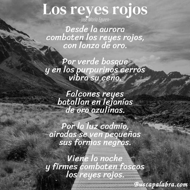 Poema los reyes rojos de José María Eguren con fondo de paisaje