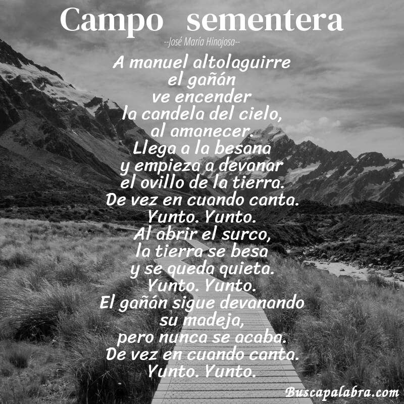 Poema campo   sementera de José María Hinojosa con fondo de paisaje