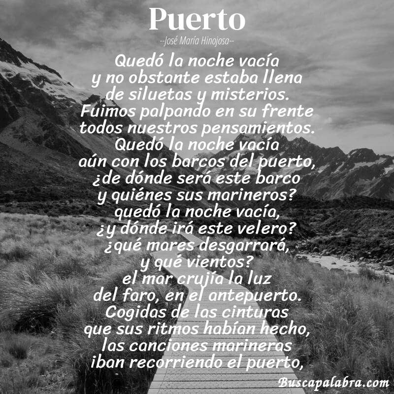 Poema puerto de José María Hinojosa con fondo de paisaje