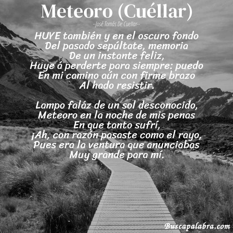 Poema Meteoro (Cuéllar) de José Tomás de Cuellar con fondo de paisaje