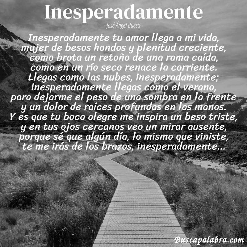 Poema inesperadamente de José Ángel Buesa con fondo de paisaje