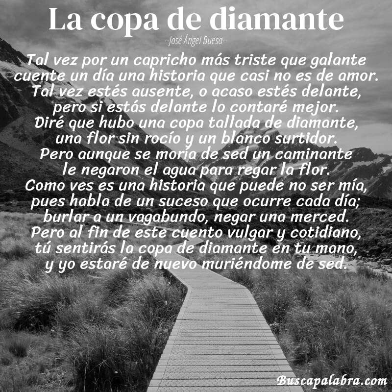 Poema la copa de diamante de José Ángel Buesa con fondo de paisaje