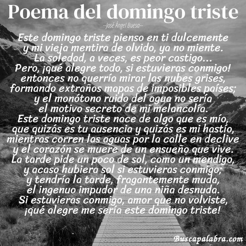 Poema poema del domingo triste de José Ángel Buesa con fondo de paisaje