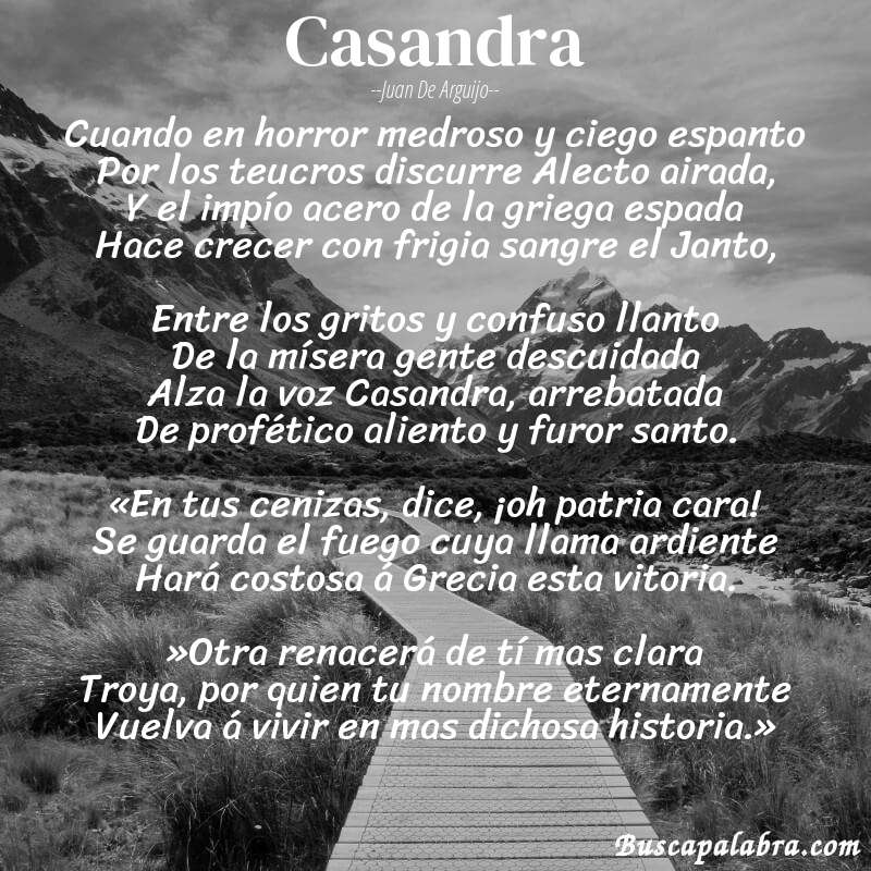 Poema Casandra de Juan de Arguijo con fondo de paisaje