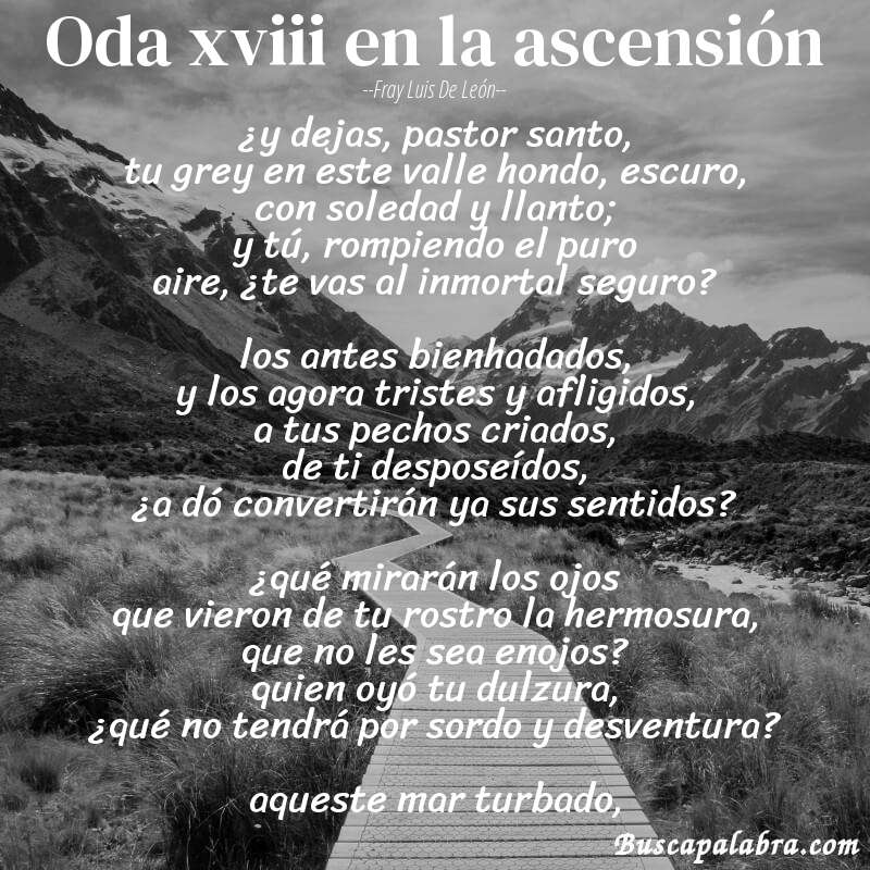 Poema oda xviii en la ascensión de Fray Luis de León con fondo de paisaje