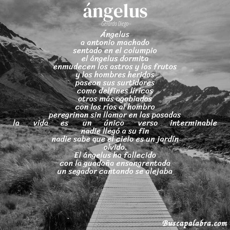 Poema ángelus de Gerardo Diego con fondo de paisaje