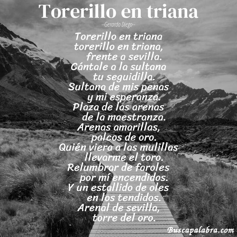 Poema torerillo en triana de Gerardo Diego con fondo de paisaje