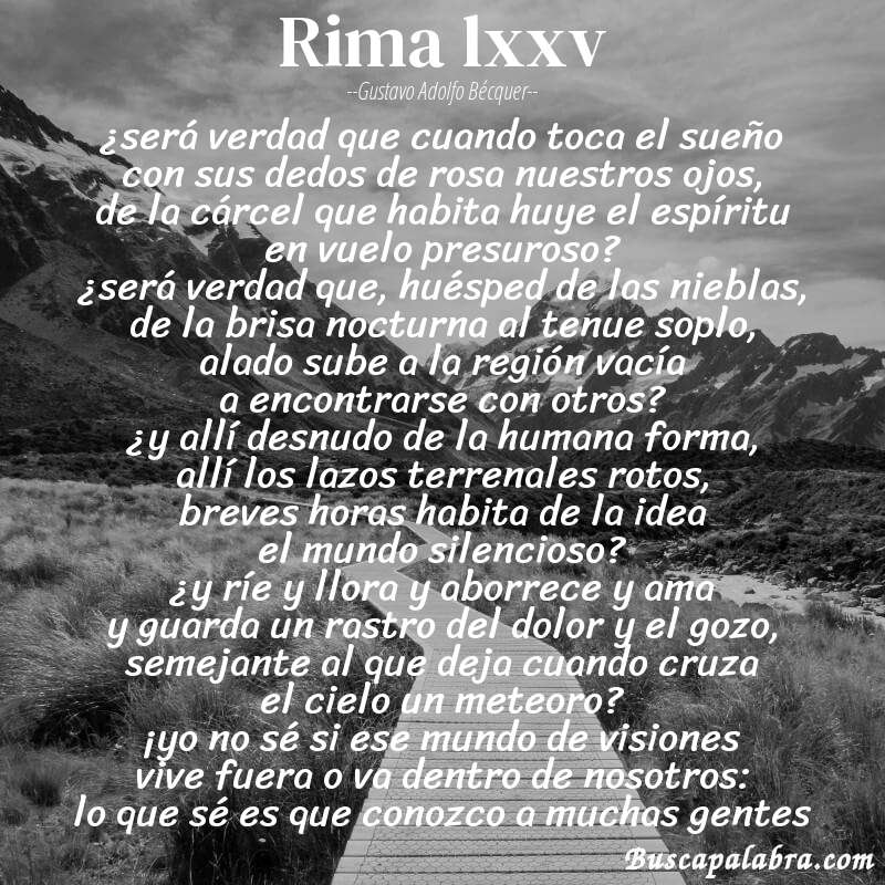 Poema rima lxxv de Gustavo Adolfo Bécquer con fondo de paisaje