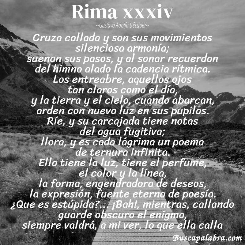 Poema rima xxxiv de Gustavo Adolfo Bécquer con fondo de paisaje