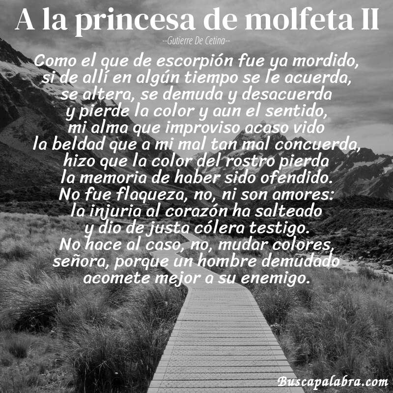 Poema a la princesa de molfeta II de Gutierre de Cetina con fondo de paisaje