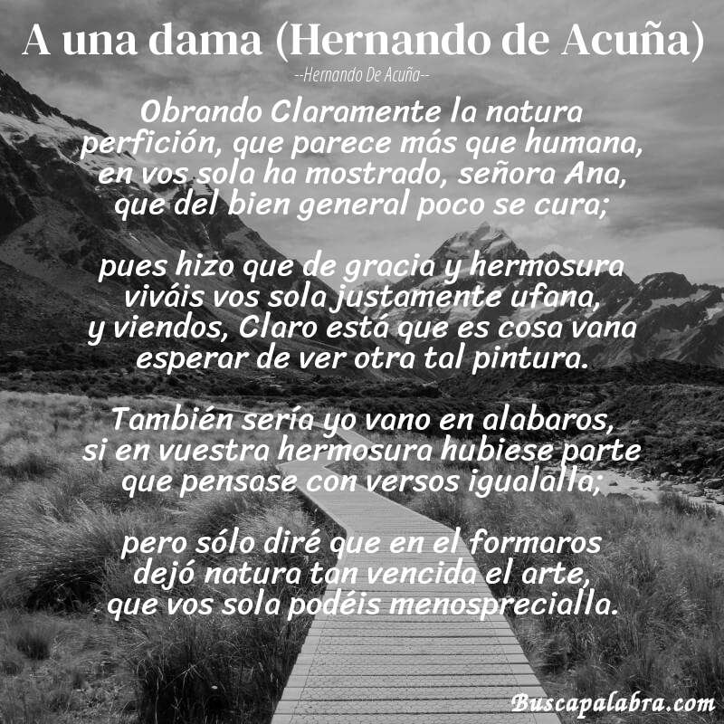 Poema A una dama (Hernando de Acuña) de Hernando de Acuña con fondo de paisaje