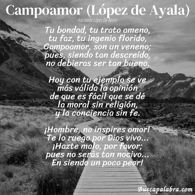 Poema Campoamor (López de Ayala) de Adelardo López de Ayala con fondo de paisaje