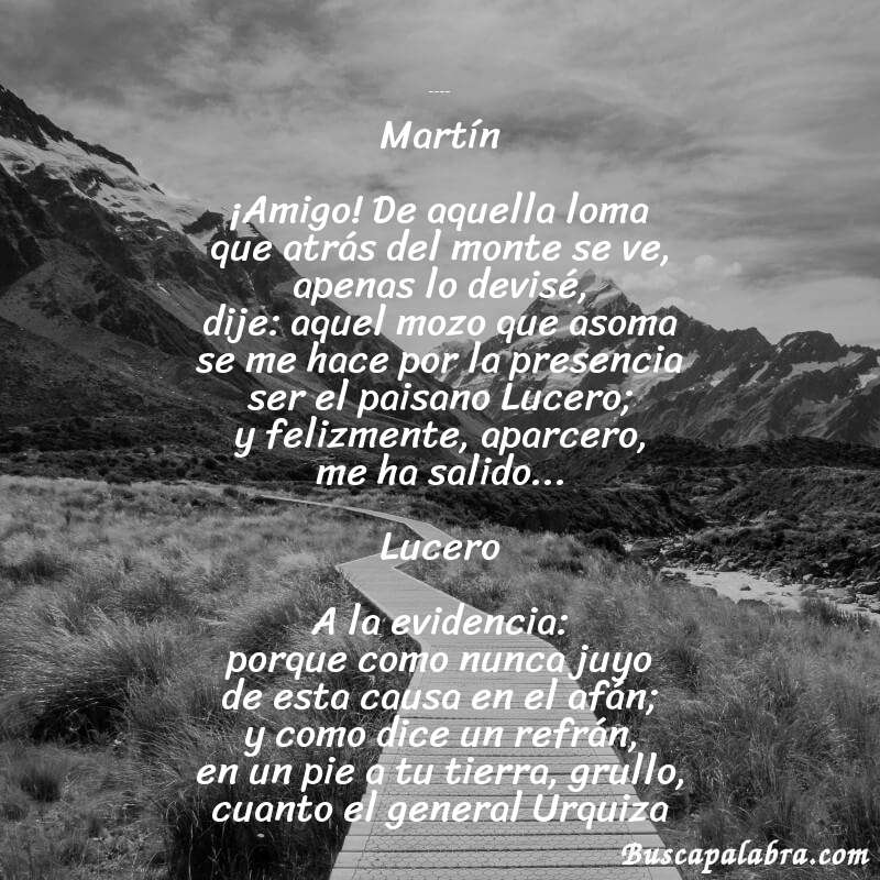 Poema Paulino Lucero de Hilario Ascasubi con fondo de paisaje