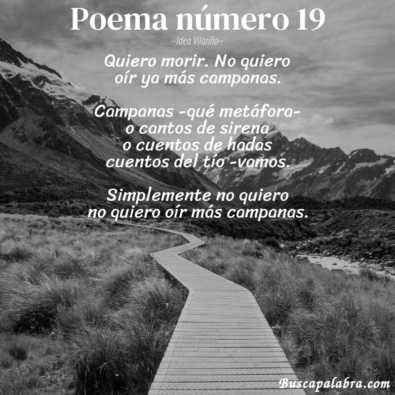 Poema poema número 19 de Idea Vilariño con fondo de paisaje