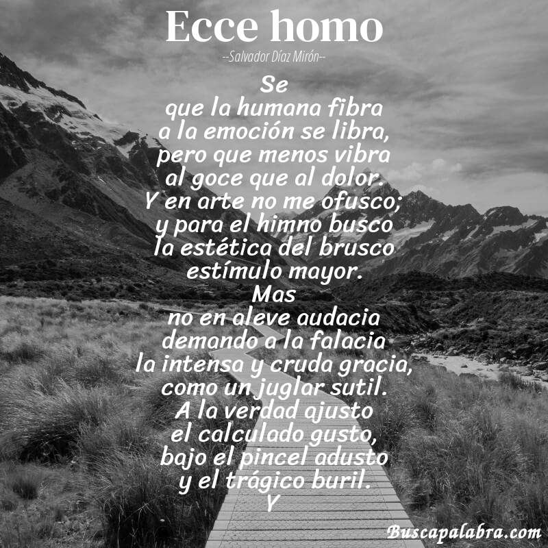 Poema ecce homo de Salvador Díaz Mirón con fondo de paisaje