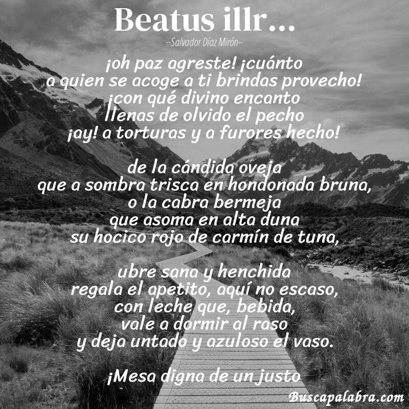 Poema beatus illr... de Salvador Díaz Mirón con fondo de paisaje