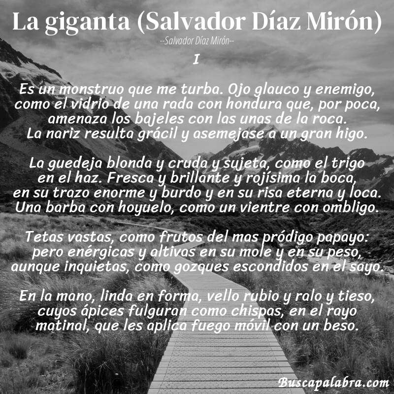 Poema La giganta (Salvador Díaz Mirón) de Salvador Díaz Mirón con fondo de paisaje