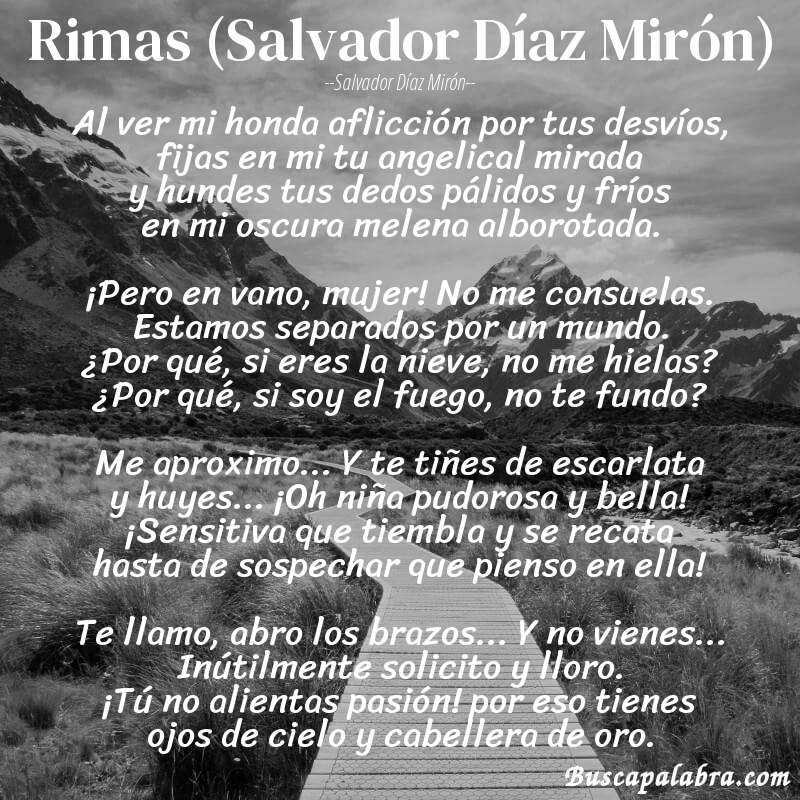 Poema Rimas (Salvador Díaz Mirón) de Salvador Díaz Mirón con fondo de paisaje