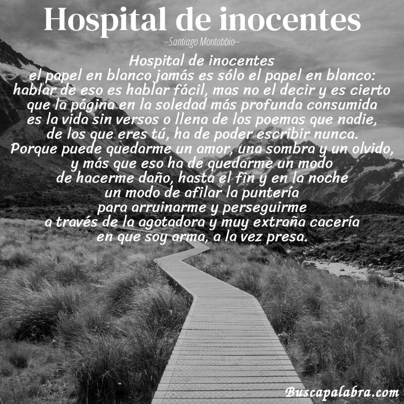 Poema hospital de inocentes de Santiago Montobbio con fondo de paisaje