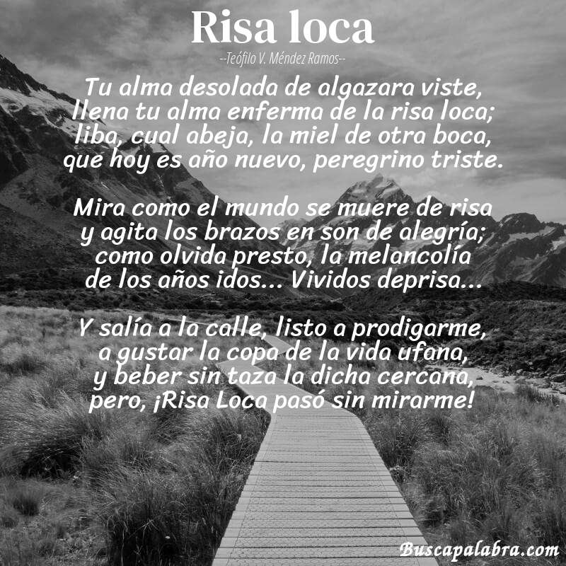 Poema Risa loca de Teófilo V. Méndez Ramos con fondo de paisaje