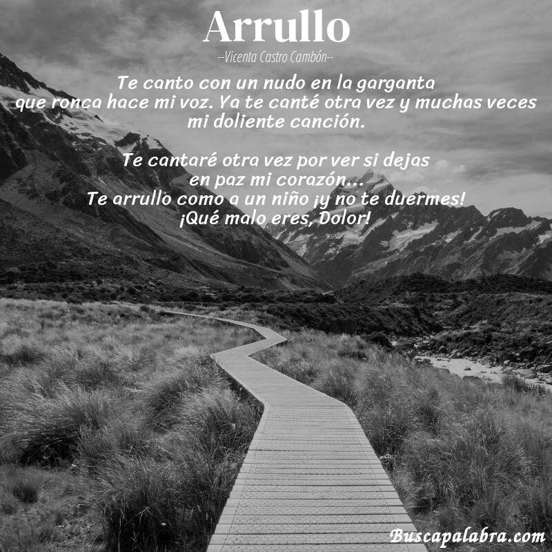 Poema Arrullo de Vicenta Castro Cambón con fondo de paisaje