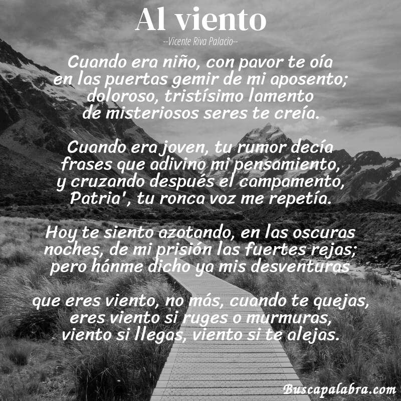 Poema Al viento de Vicente Riva Palacio con fondo de paisaje