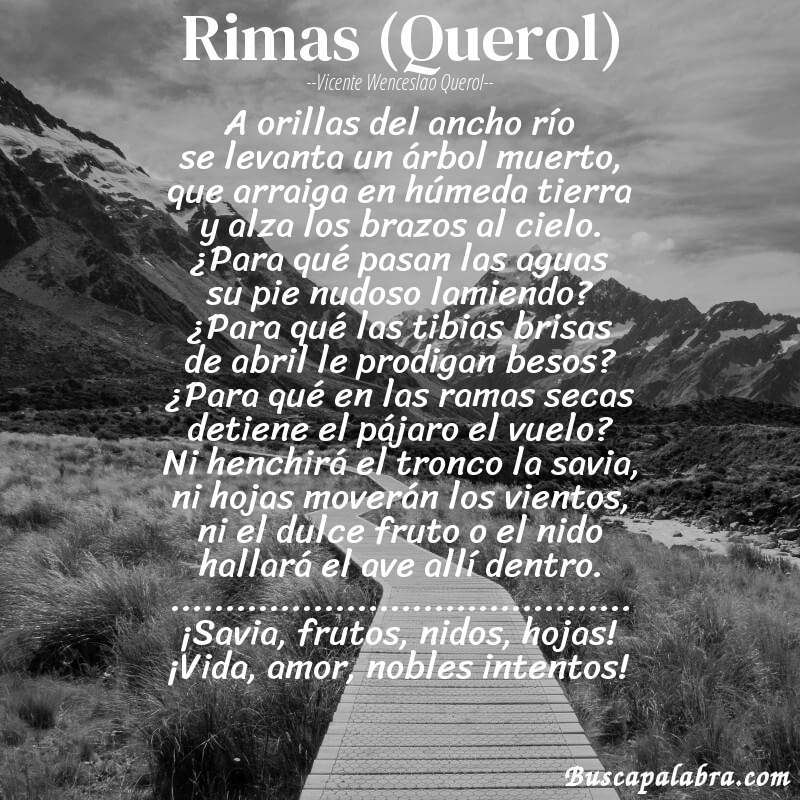 Poema Rimas (Querol) de Vicente Wenceslao Querol con fondo de paisaje
