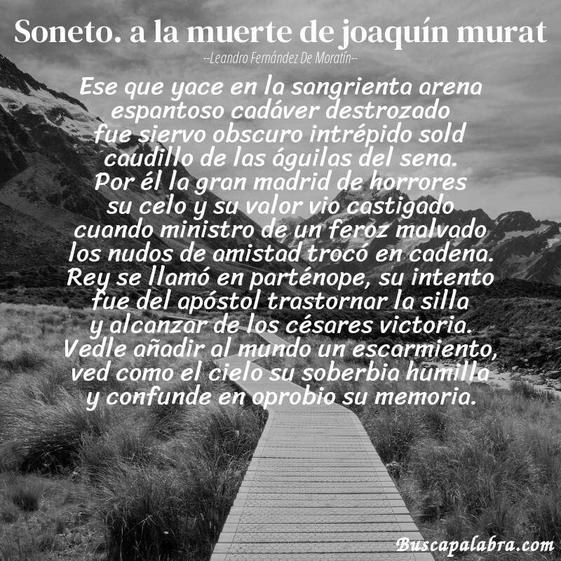 Poema soneto. a la muerte de joaquín murat de Leandro Fernández de Moratín con fondo de paisaje